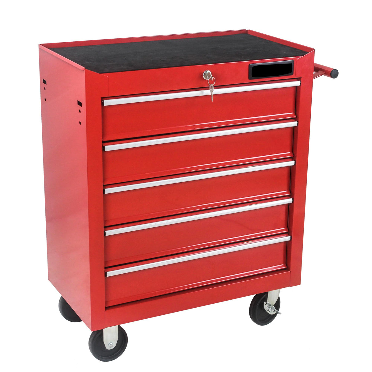 Rolling Tool Chest, 5-Drawer Rolling Tool Box With Interlock System And Wheels For Garage, Warehouse, Workshop, Repair Shop (Red) Fulvari