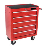 Rolling Tool Chest, 5-Drawer Rolling Tool Box With Interlock System And Wheels For Garage, Warehouse, Workshop, Repair Shop (Red) Fulvari