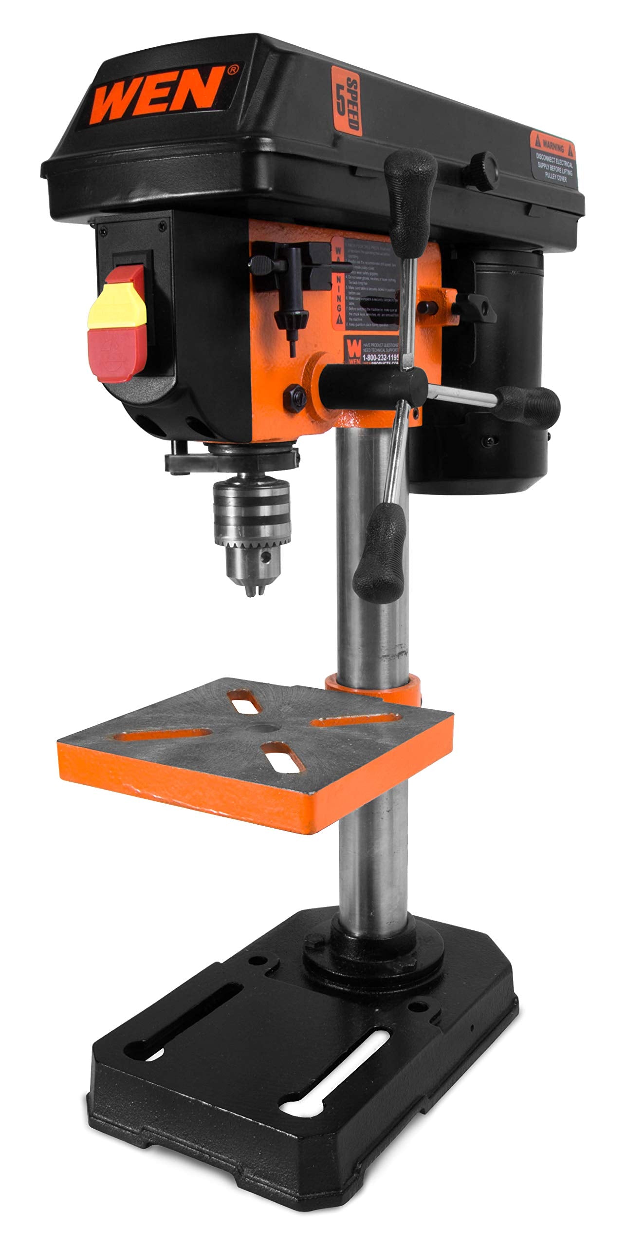 WEN 4208T 2.3-Amp 8-Inch 5-Speed Benchtop Drill Press & DPA2513 24-by-12-Inch Drill Press Table with an Adjustable Fence and Stop Block - WoodArtSupply