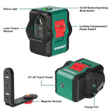 Laser Level, HYCHIKA 100Ft Self-Leveling Green Laser Level, Dual Modules with 2 Laser Heads Horizontal Vertical Cross Line, IP54, Rechargeable Cross HYCHIKA BETTER TOOLS FOR BETTER LIFE