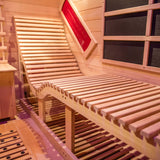 Smartmak Far Infrared Two Person Luxurious Wood Sauna, Canadian Hemlock Home Wooden Sauna Spa Room with Recliner, 3400W Indoor Sauna Detox Therapy Smartmak