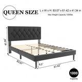 HAOARA Dark Gray Queen Size Platform Bed Frame with Upholstered Button Tufted Headboard HAOARA