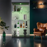 Zacis 4-Tier Lighted Glass Display Cabinet with Lock and Doors for Living Room and Bedroom Zacis