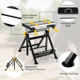 Toolsempire Portable Workbench, Folding Work Bench and Vise with 2 Rotary Handles, 7-Level Adjustable Height, 8 Sliding Clamps, Tiltable & Extendable Toolsempire