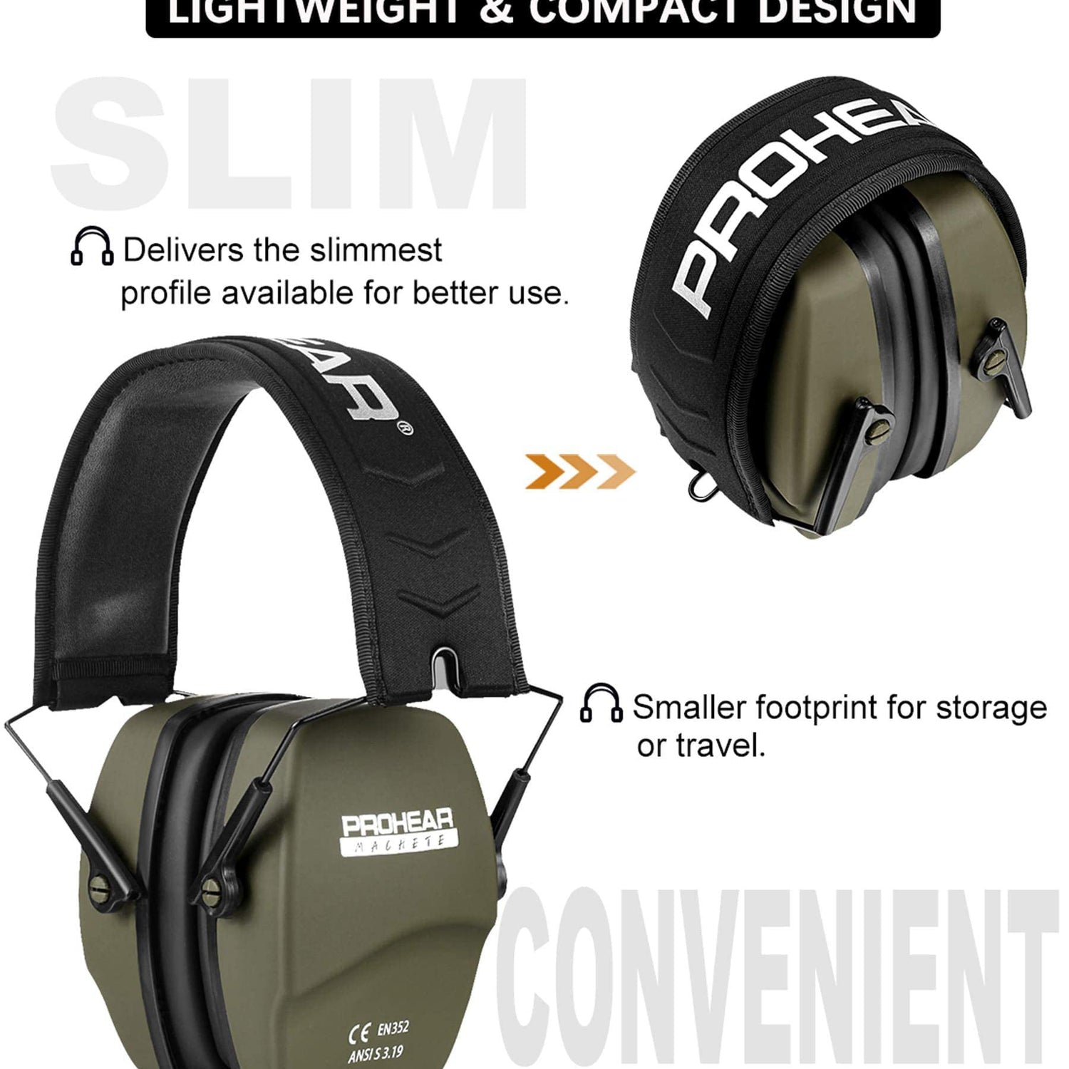 PROHEAR 016 Shooting Ear Protection Earmuffs 2 Pack, NRR 26dB for Gun Range, Hunting -Black and Green PROHEAR