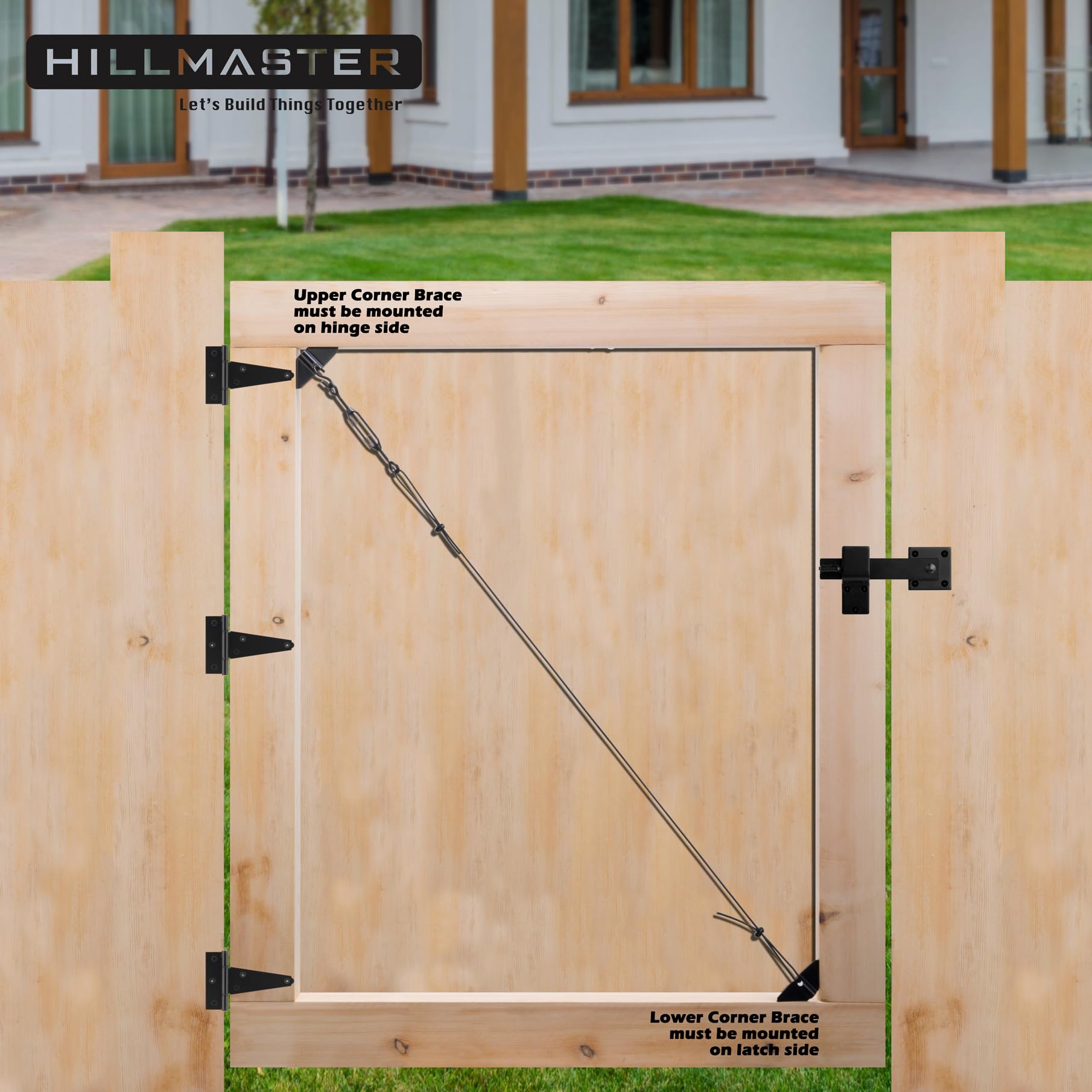 HILLMASTER Durable Anti Sag Gate Kit for Wooden Fence, Anti-Sag Gate Support Cable Kit in Zinc, Anti-Sagging Fence Gate Kit Steel Gate Hardware, Wood - WoodArtSupply