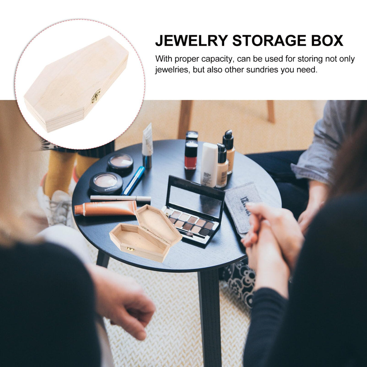 VOSAREA Dresser Decor Wooden Coffin Box Halloween Coffin Ring Box Wood Coffin Shaped Boxes Jewelry Trinket Box Ring Necklace Container Goth Party VOSAREA