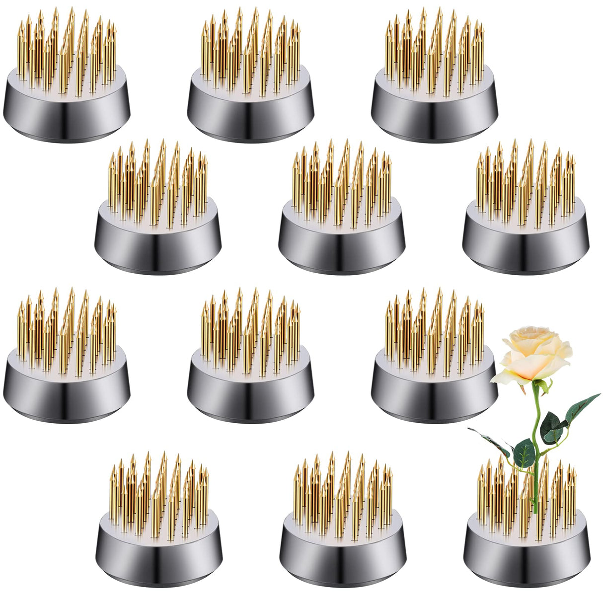12 Pieces Flower Frog Holder Floral Round Flower Arranger Fixed Flower Pin Holder Tool Floral Arrangement Pin Holder Japanese Flower Holder for Geiserailie
