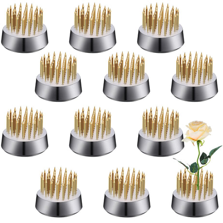 12 Pieces Flower Frog Holder Floral Round Flower Arranger Fixed Flower Pin Holder Tool Floral Arrangement Pin Holder Japanese Flower Holder for Geiserailie