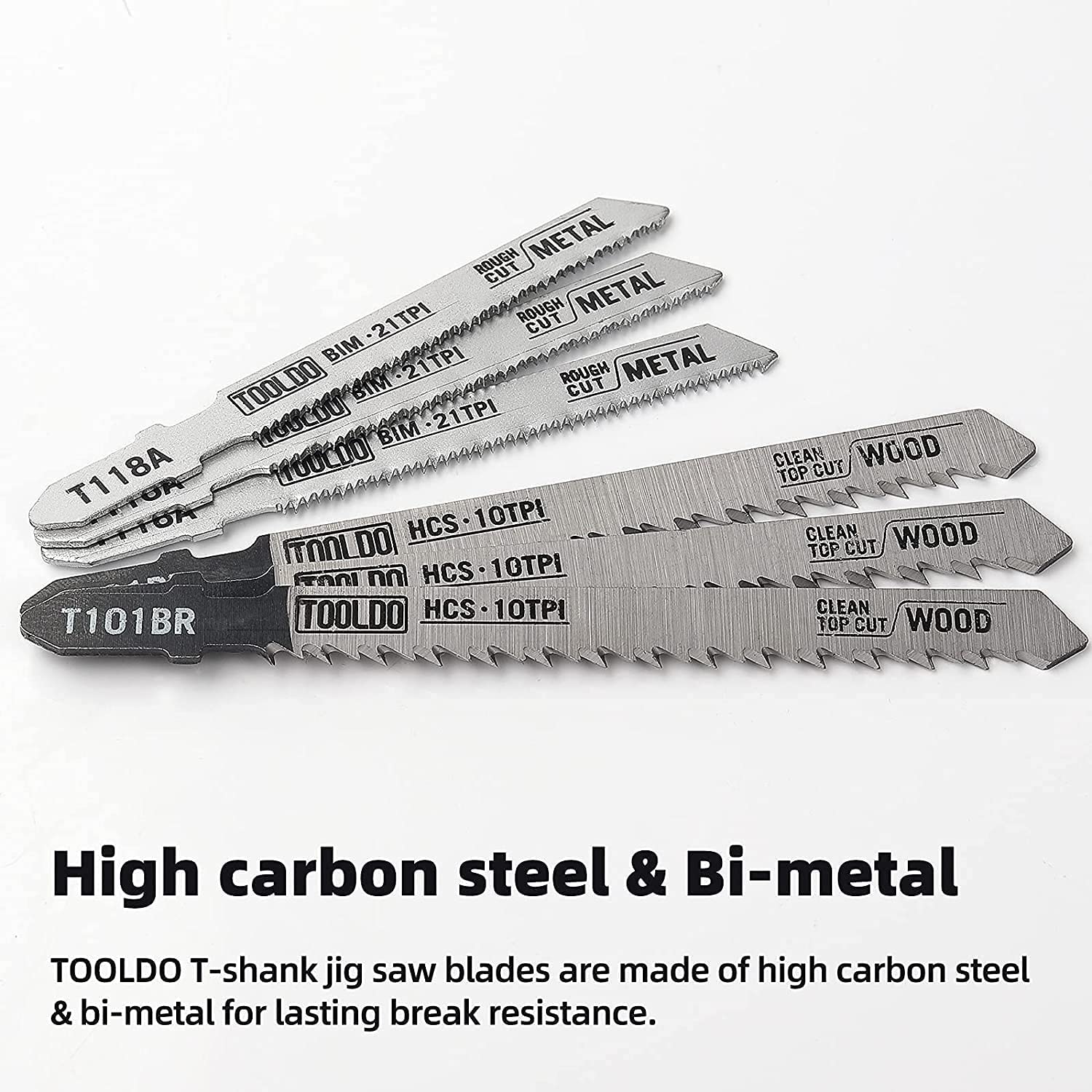 TOOLDO Jigsaw Blades Set 30 Piece, Assorted Professional Jig Saw Blades for T-Shank,Wood and Metal Cutting, Replacement Saw Blade for Dewalt, TOOLDO