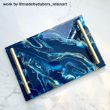 ResinWorld 4 Pack Faceted Diamond Edge Resin Coaster Mold Crystal Coaster Molds + Large Tray Mold with Handles ResinWorld