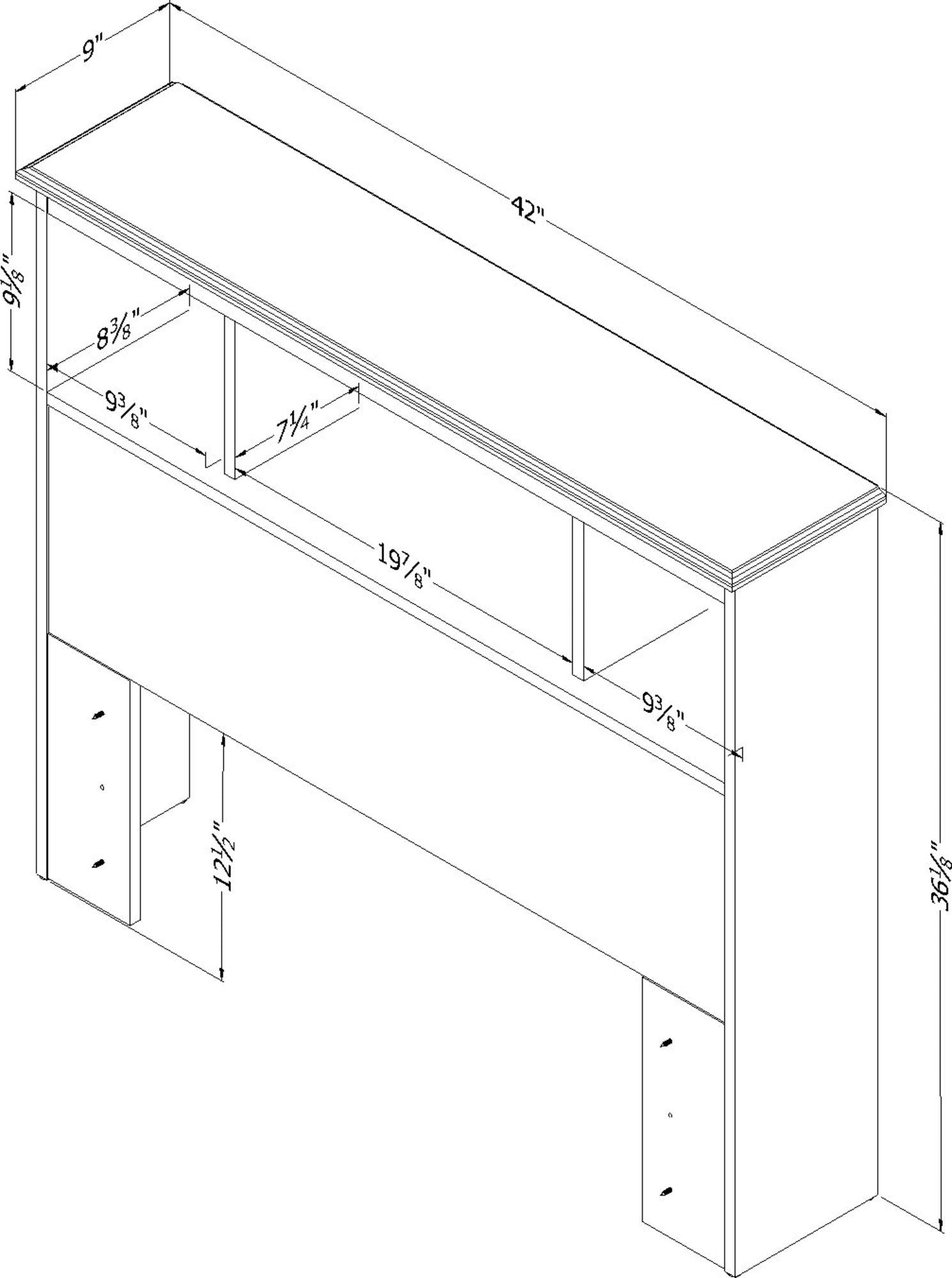 South Shore Zach Bookcase Headboard-Twin-Gray Oak - WoodArtSupply