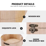 Healifty 2PCS wooden jewelry organizer Unfinished Wood Box Wedding Round Gift Box Storage Organizer Craft Box for Arts Hobbies and Home Storage Home Healifty