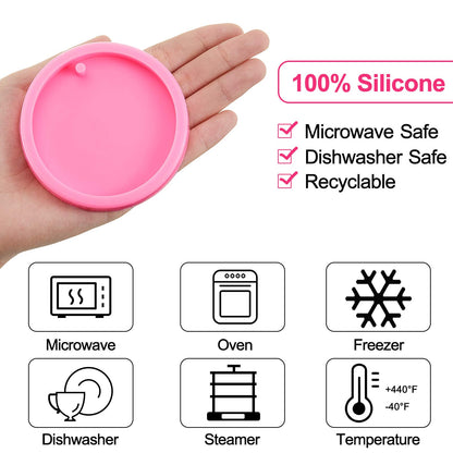 Boao 4 Pieces Resin Round Silicone Keychain Mold Silicone Circle Pendant Clay Mold for DIY Homemade Chocolate Dessert - WoodArtSupply