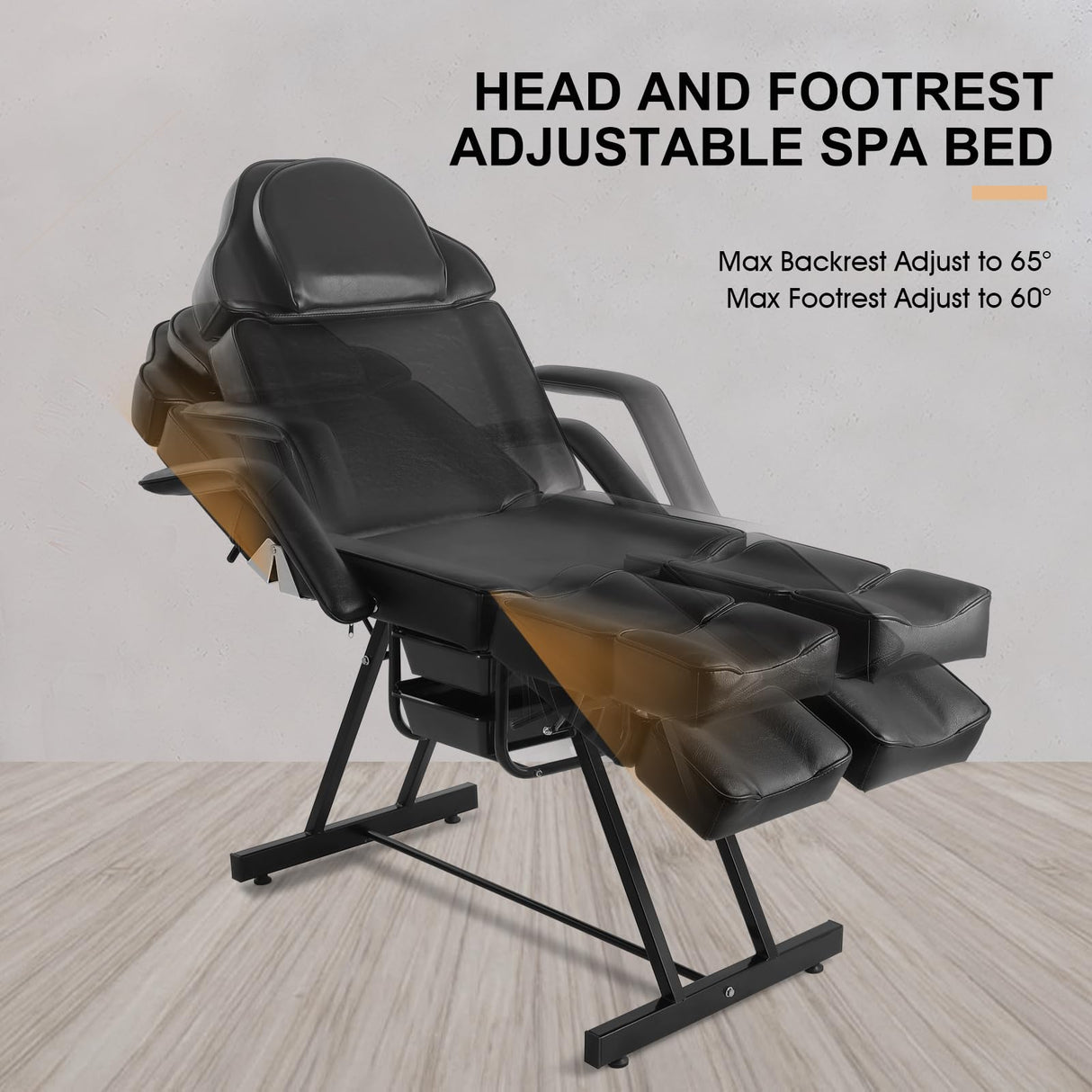 Artist hand Tattoo Table with Adjustable Backrest Tattoo Chair for Client Facial Bed Massage Bed for Eyelash Extensions Salon Chair with Tray, Split Artist hand