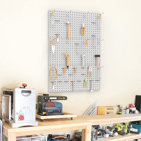 TORACK 3Pcs Metal Pegboard Panels for Wall Garage Utility Tools Pegboard Storage System for Workbench, Shop, Shed Modular Peg Board Organizer Board TORACK