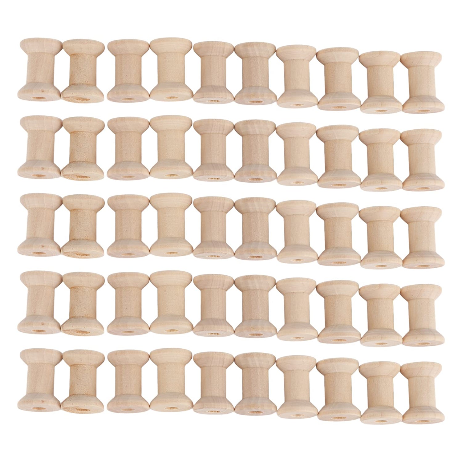 50PCS Hourglass Wooden Spools, Wooden Spools for Crafts, Unfinished Empty Thread Spool, Wooden Ribbon Spools Empty Wooden Thread Spools for Arts and HERCHR