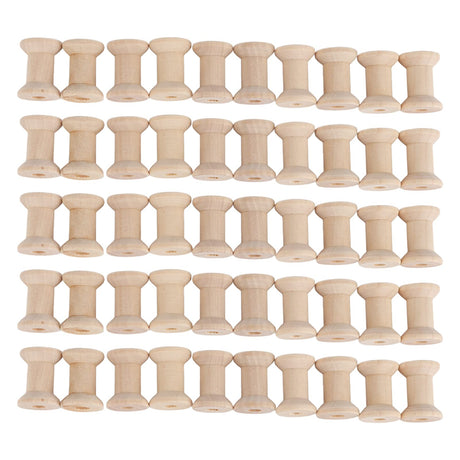 50PCS Hourglass Wooden Spools, Wooden Spools for Crafts, Unfinished Empty Thread Spool, Wooden Ribbon Spools Empty Wooden Thread Spools for Arts and HERCHR