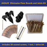JAOAJO Floor Fix Screws Repair Kit with 5 Tools and 50 Screws for Wood Floors, Eliminate Squeaks Under Floor Loose JAOAJO