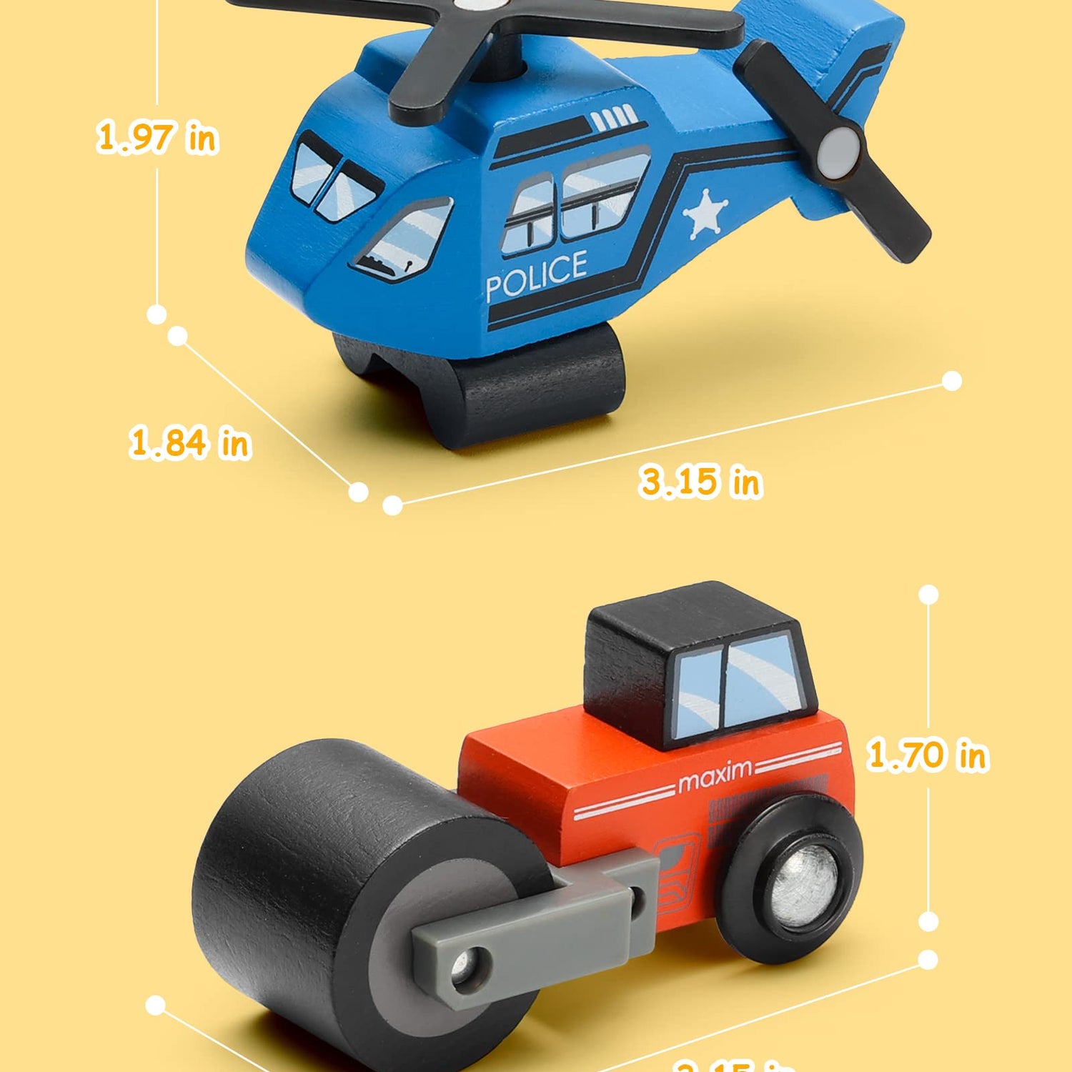 SainSmart Jr. Wooden Train Set Accessories Toy Cars (10 PCS), Compatible with All Major Brands, Gift for Toddlers and Kids Aged 3+ SainSmart Jr.