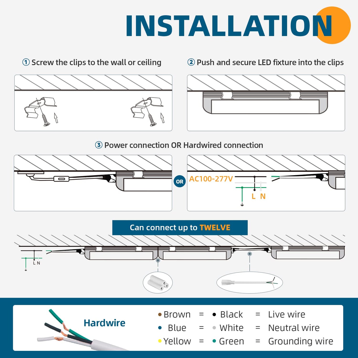 Barrina LED Shop Light 2ft, 20W 2500LM 5000K, T8 LED Light Fixture, Clear Cover, Ceiling and Utility Shop Light, Linkable Tube Lights, Shop Lights Barrina