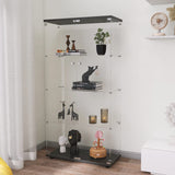 HomVent Modern 4-Shelf Glass Display Cabinet with Doors for Collectibles and Décor HomVent