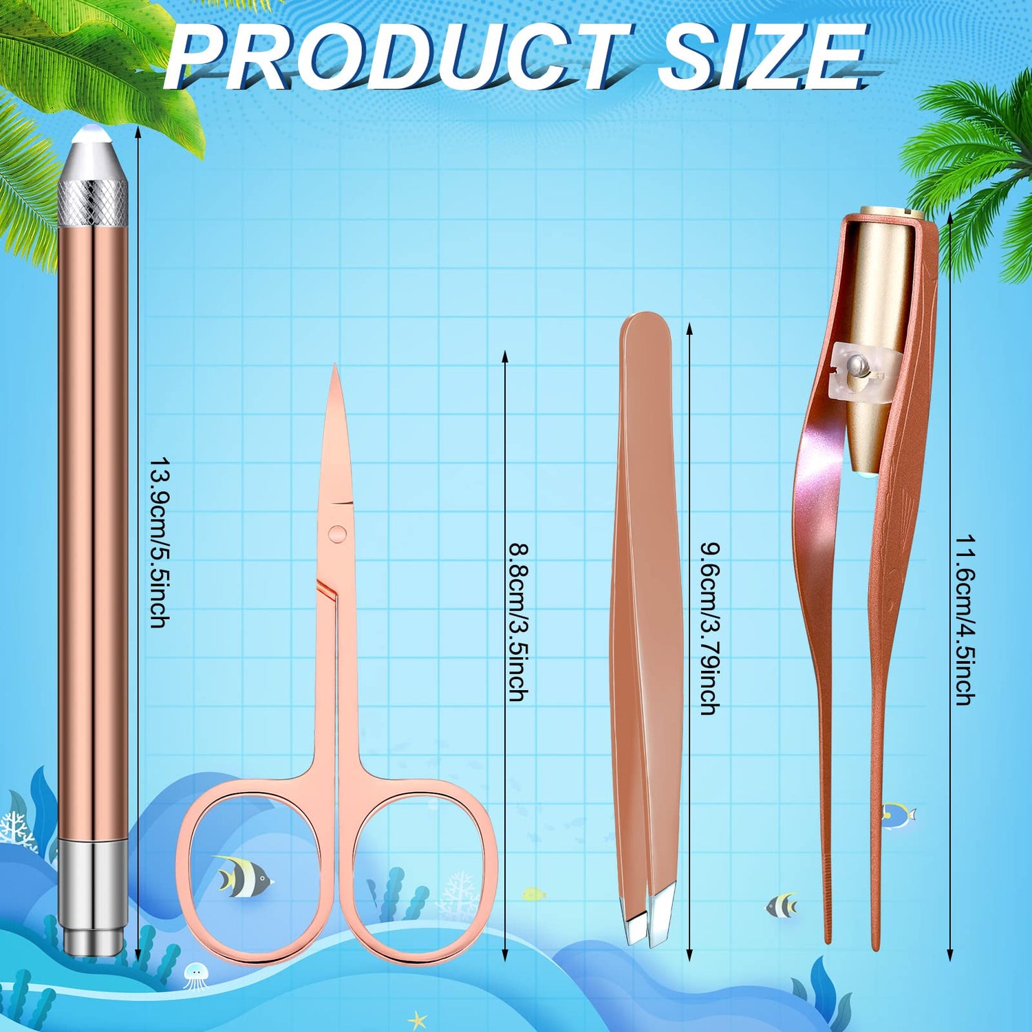 Therwen 6 Pcs Weeding Tools Set Weed Removal Tool Kit LED Tweezers Pin Hook Scissors for Vinyl Paper Projects Crafting DIY Therwen