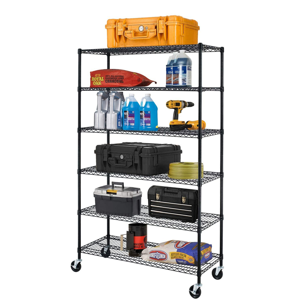 BESTOFFICE FURNITURE Large Heavy Duty Metal Wire Shelving Height Adjustable Commercial Grade Utility Steel Storage Rack on 4” Casters 6000 LBS BestOffice