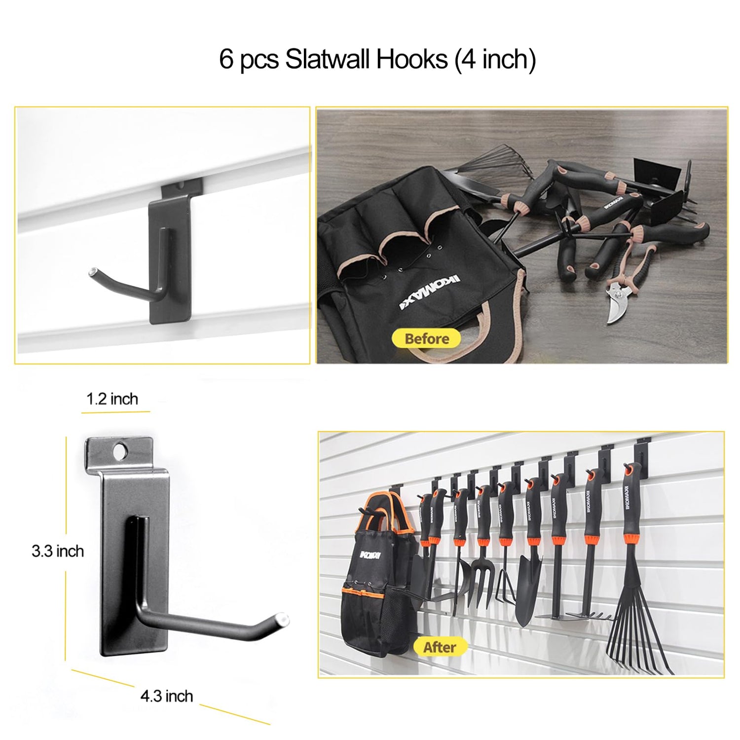 ATOOLA Slatwall Shelves 24 Inch, Heavy Duty Slatwall Accessories, Slat Wall Wire Shelf, Gargage Storage Slatboard Shelves (2 Pack) ATOOLA