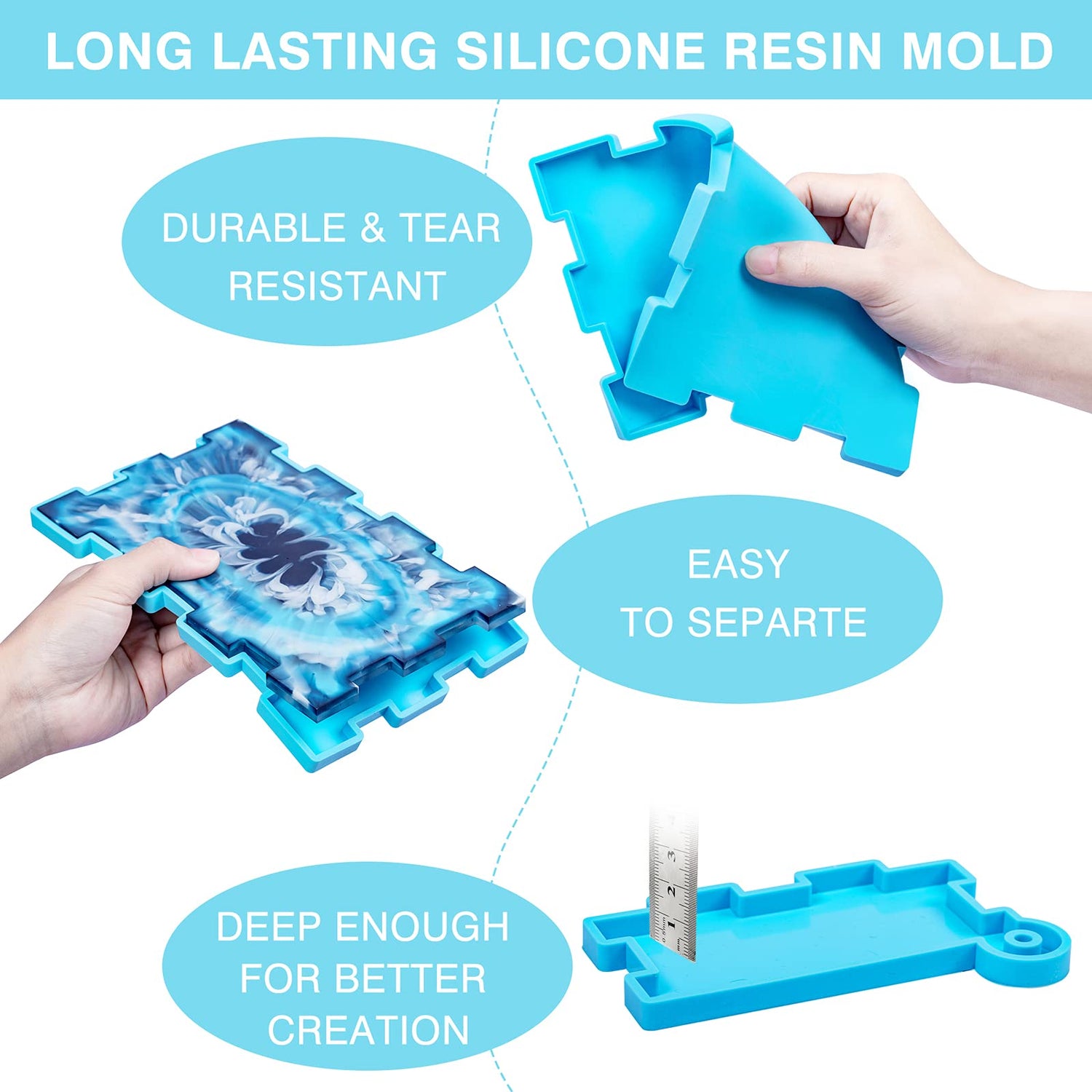 Resin Rectangle Box Mold, Epoxy Resin Silicone Large Storage Container with Lid Set Mould for Casting, Perfect for Dominoes Coffee Pod Jewelry Napkin IKEPAHOK