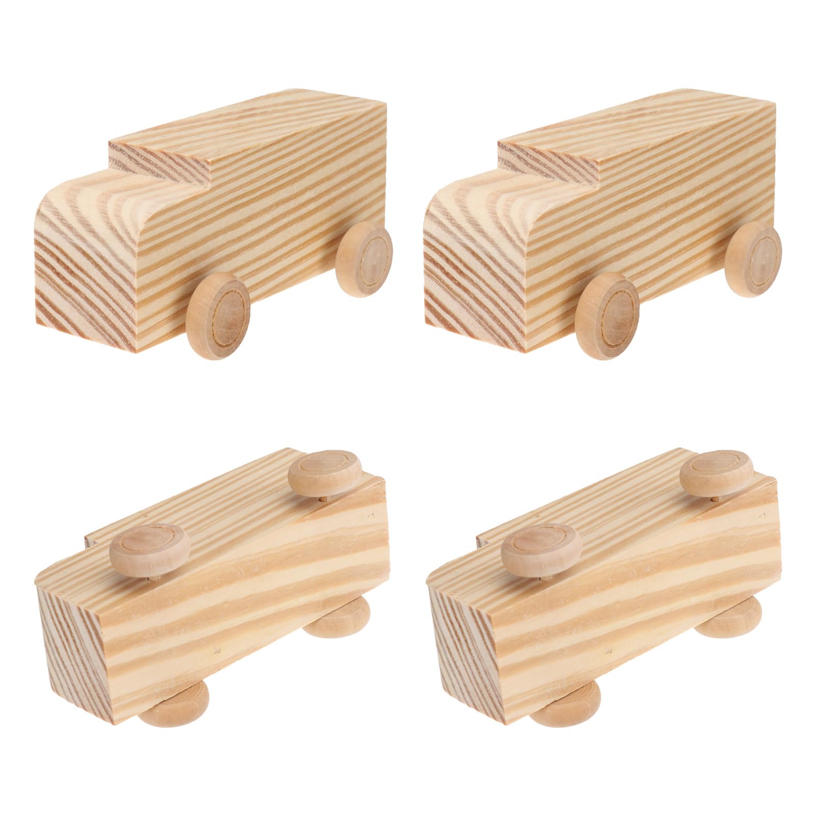 SUPVOX Kids Truck Toys 4pcs Unfinished Wooden Cars Unpainted Wood Ornamet Car Toys for DIY Craft Painting Art Project Kids Car Toys - WoodArtSupply