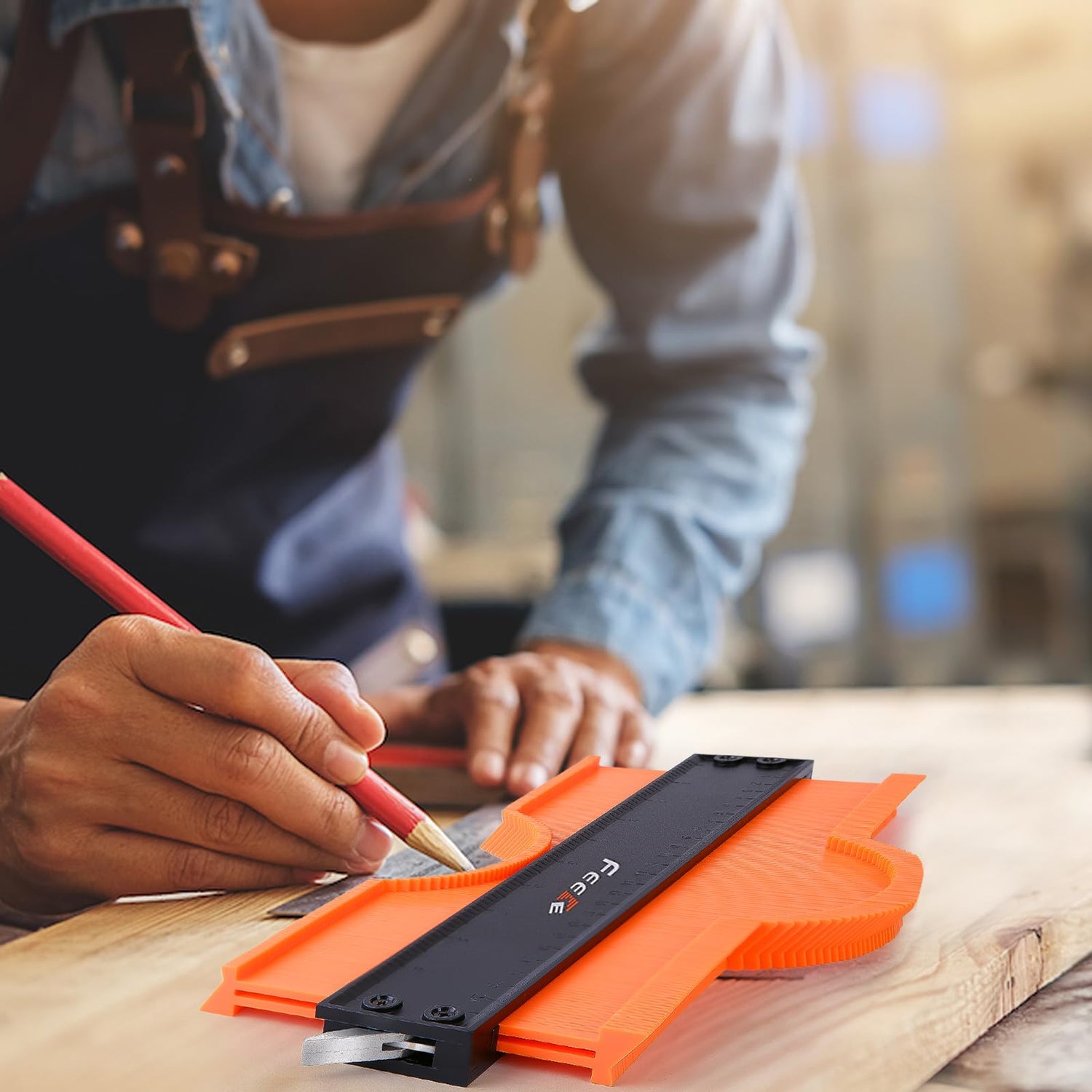 Contour Gauge (12 Inch) with Lock Profile Tool, Christmas Day Gifts Woodworking Tools Carpenter Tools for Men Construction Scribe Tools, Gifts for Feeke