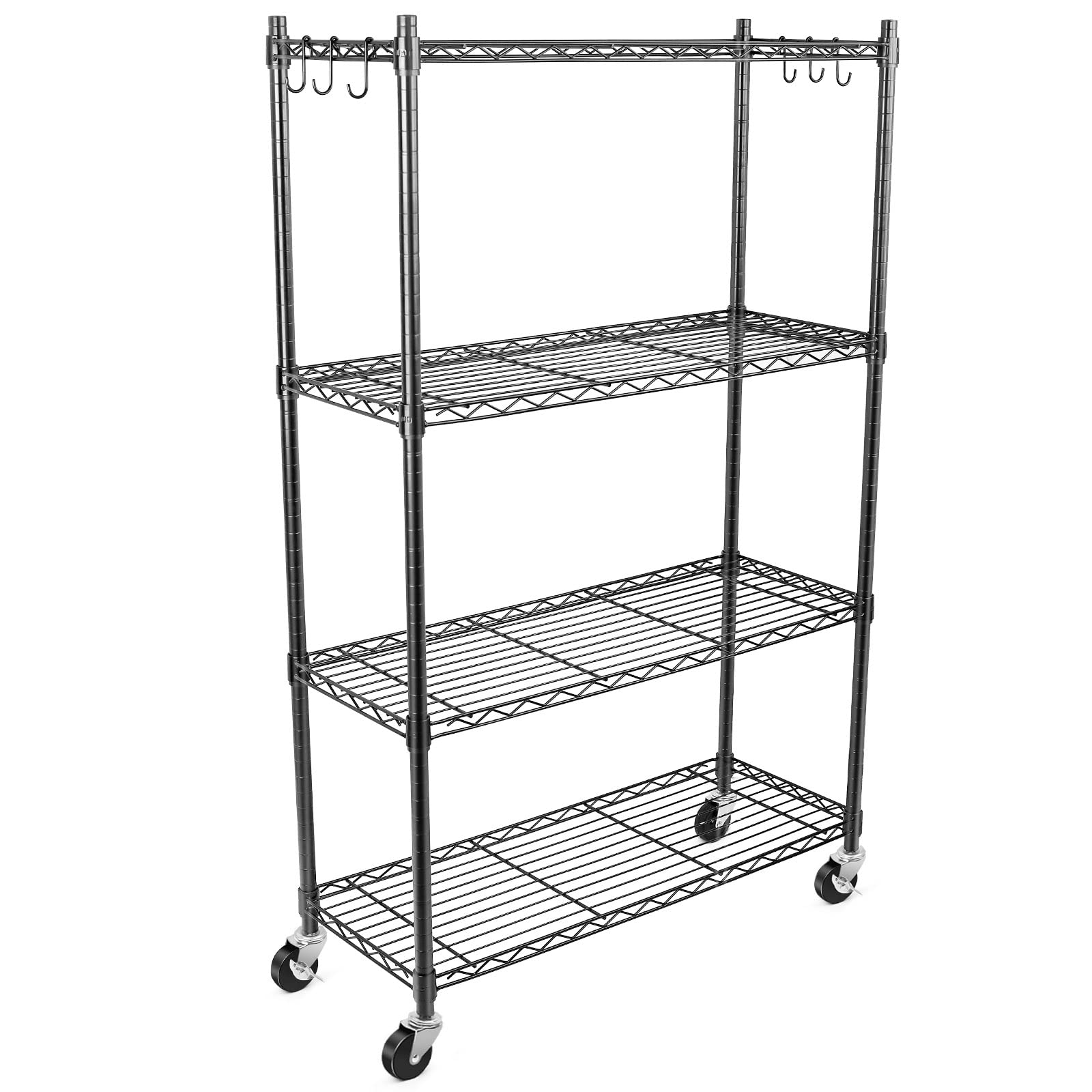 WDT 4-Tier Storage Shelves, Heavy Duty Metal Shelves Wire Rack Shelving Unit, Adjustable Shelf with Wheels for Home Office Garage Kitchen Shelf,36" D - WoodArtSupply