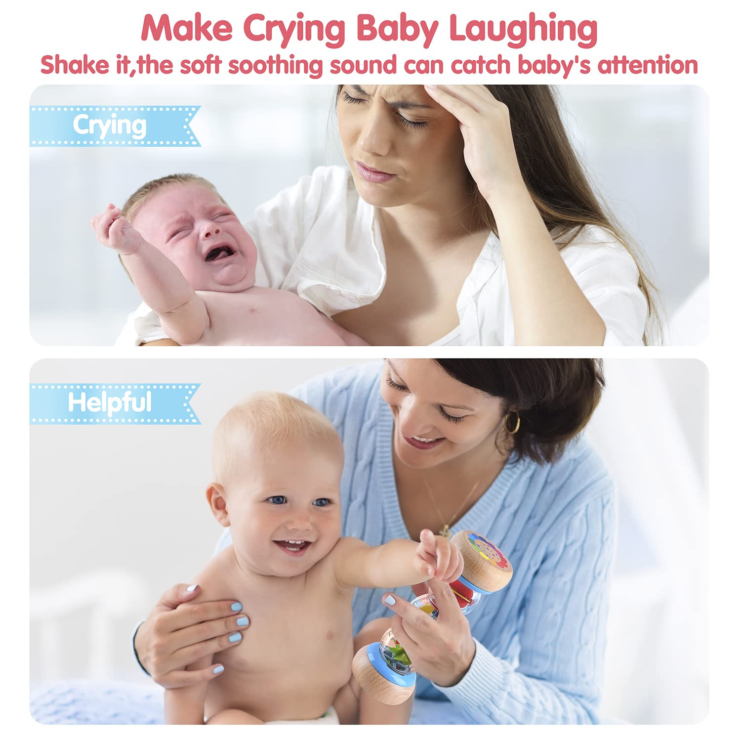 Rainmaker - 7 inch Wooden Rain Stick Montessori Toys for Babies 6-12 Months,Baby Rattle Shaker Sensory Developmental Toy,Raindrops Musical Instrument PLAY