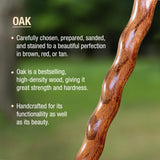 Handcrafted Wood Walking Cane - Made in the USA by Brazos - Twisted Oak Crook Neck Classic - Red Brazos