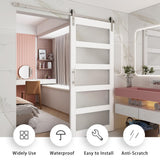 BARNSMITH 36in x 84in Glass Barn Door with 6.6FT Brushed Nickle Sliding Door Hardware Kit Included & Handle,5-Panel Frosted Glass Solid Wood BARNSMITH