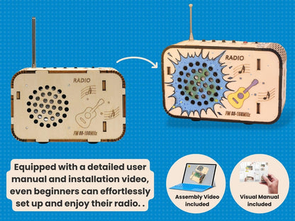 Pica Toys Wooden FM Radio Kit FM 88-108MHz - Science Experiment and Educational Project STEM Kit - WoodArtSupply