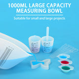 Creahaus 1000ML Large Silicone Measuring Cups for Resin, Easy to Read 36oz Silicone Mixing Bowl with 100ML Silicone Resin Mixing Cup, Easy Clean Creahaus