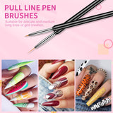 Saviland Nail Art Brushes Set - 6pcs Double-End Nail Art Brushes Kit Professional Nail Art Tools Kit with Painting Dotting Line Pen for Gel Polish SAVILAND