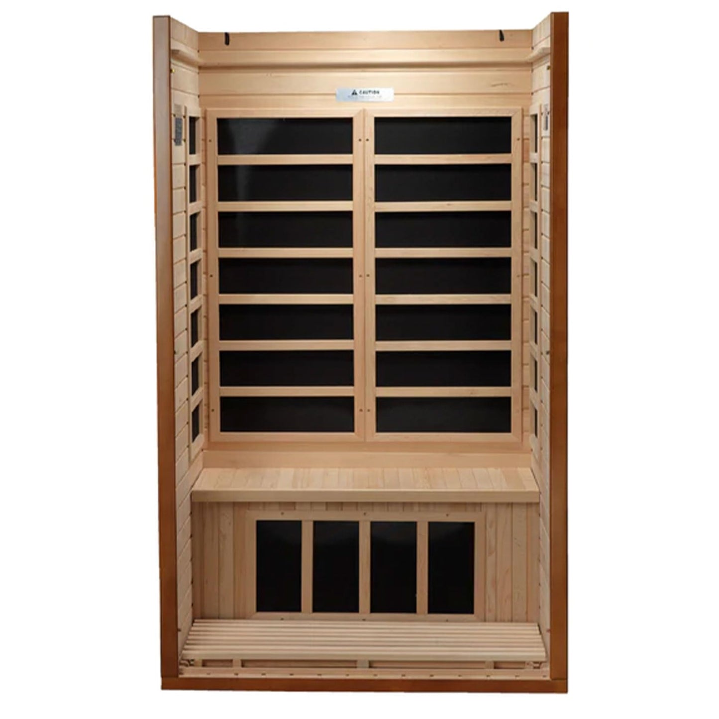 Dynamic Barcelona 1 to 2 Person Hemlock Wood Low EMF FAR Infrared Sauna For Home with LED Control Panel and Tempered Glass Door - Curbside Delivery - WoodArtSupply