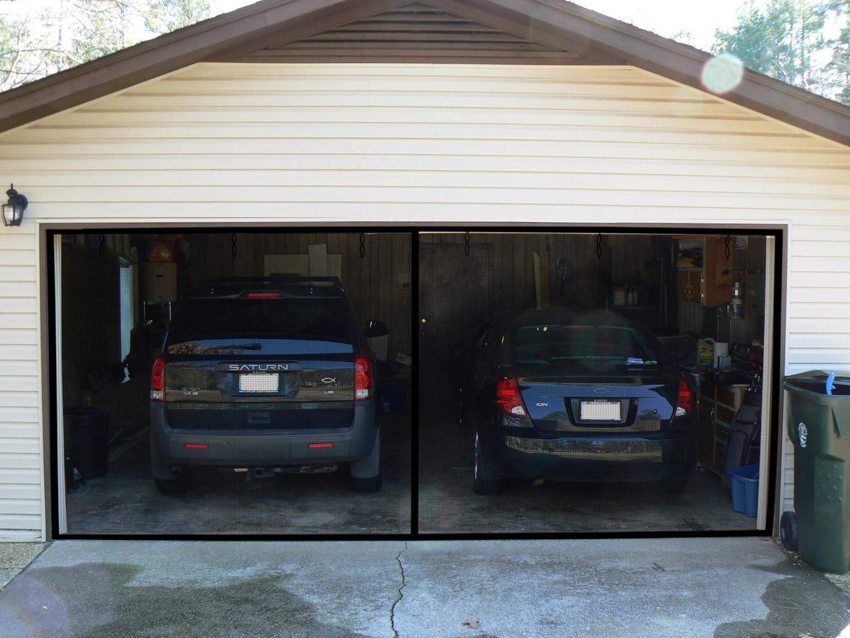 Garage Door Screen, 16x7 Ft Magnetic Closure Heavy Duty Weighted Bottom Garage Screen Doors for 2 Car Garage, Fiberglass Mesh Anti Annoying Animal PICK FOR LIFE