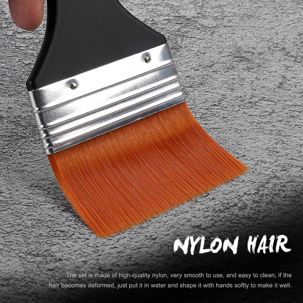 LIGHTWISH Set of 7 Flat Paint Brushes for Applying Gesso, Acrylic Paint, Oil Paint, Watercolor LIGHTWISH