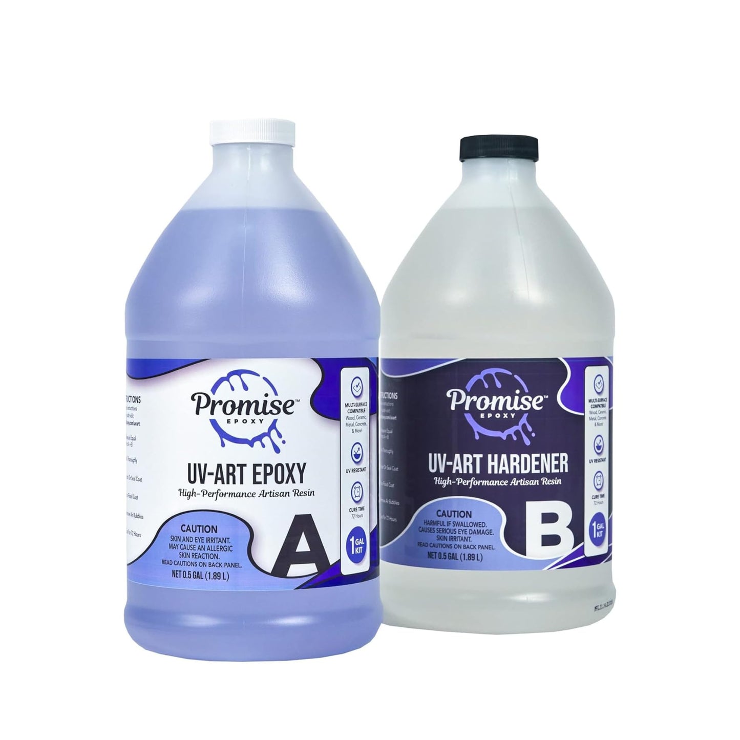 Promise Epoxy - 1 Gallon Kit of UV Art Formula Crystal Clear Coating Table Top Epoxy Resin with Superior UV Resistant Hard Finish on Tabletop, - WoodArtSupply