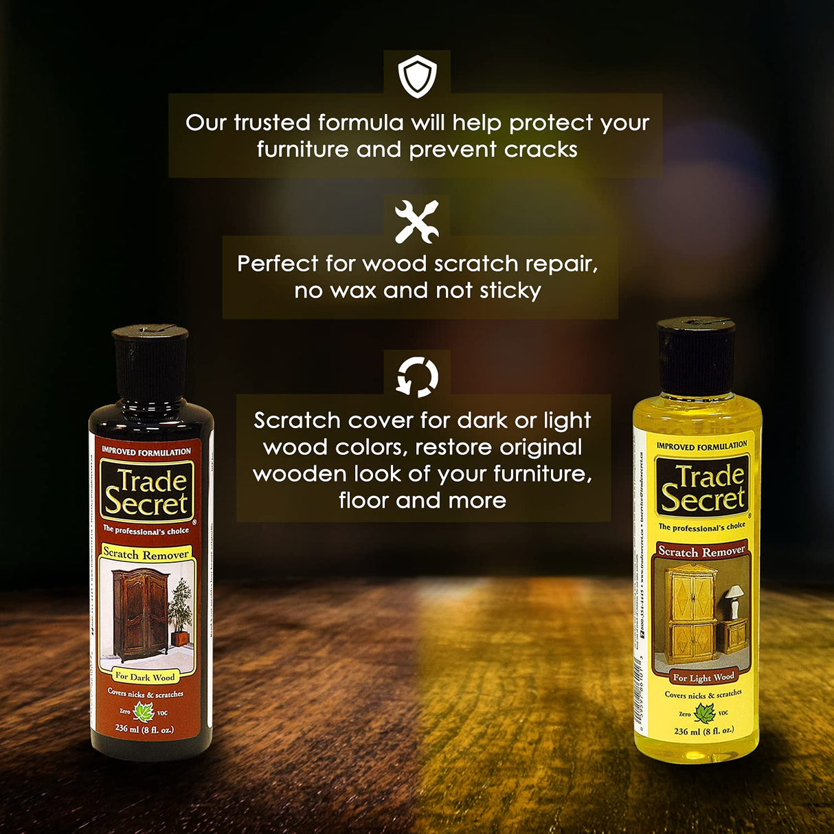 Trade Secret Scratch Remover for Wood Furniture and Floor Cover Nicks and Scratches, Camouflage Minor Defects (8oz / 236 Ml)… (Light and Dark) Trade Secret
