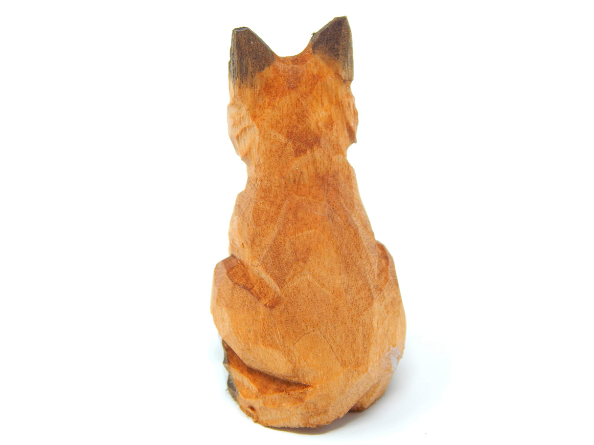 Selsela Red Fox Figurine Statue Small Wood Art Sculpture Decoration Art Carving Miniature Animals Selsela