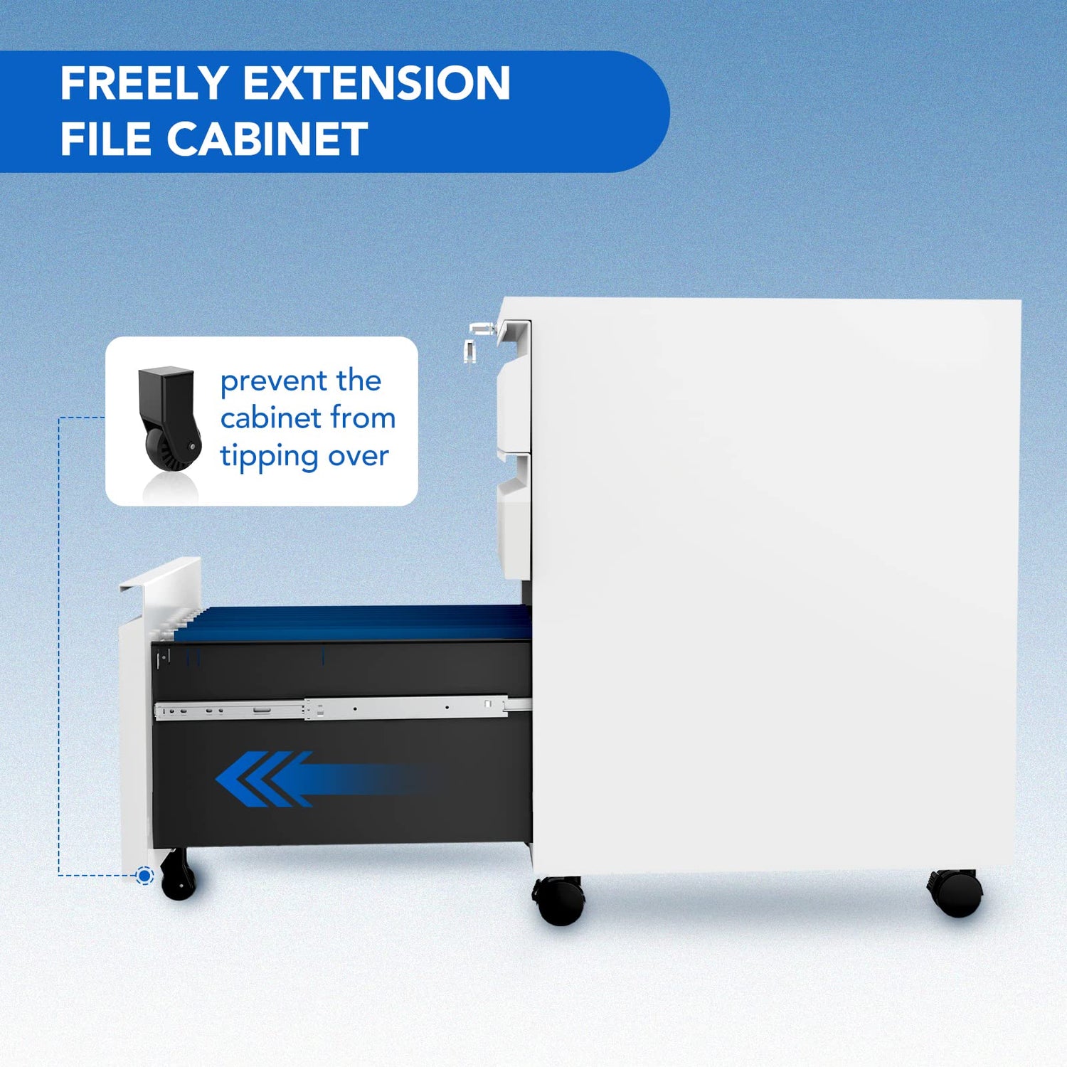 FLEXISPOT 3 Drawer Mobile File Cabinet for Home Office Under Desk Storage, Filing Cabinet with Lock Keys, File Organizer Cabinet for Legal/Letter/A4 FLEXISPOT