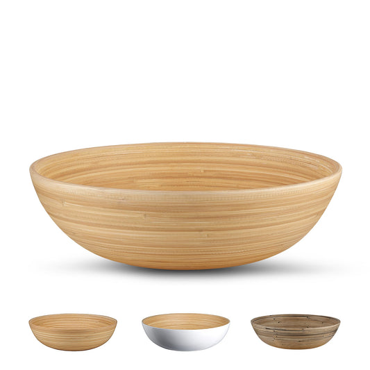 LEXA Bamboo Salad Bowl 12 Inch Lightweight Popcorn Bowl, Extra Large Serving Bowl or Chip Bowl for Party Snacks, Handcrafted Salad Bowls Large - WoodArtSupply