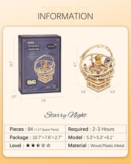 ROKR Starry Night 3D Musical Box Puzzle Kit for Adults and Teens ROKR