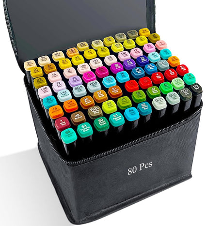 Zmcik 80 Colors Alcohol Markers,Art Markers for Kids and Adult Drawing Markers Dual Tip Coloring Painting Perfect for Boys Girls Students Gift Zmcik