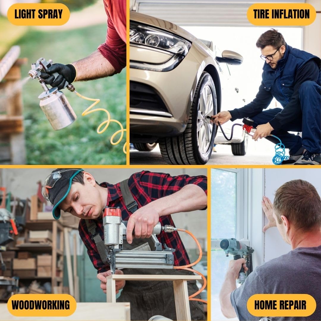 Limodot Ultra Quiet Air Compressor Portable, 60 dB, Silent and Electric for Car and Bike Tires, Nail Gun, and Pneumatic Tools, Garage, Shop, or Limodot